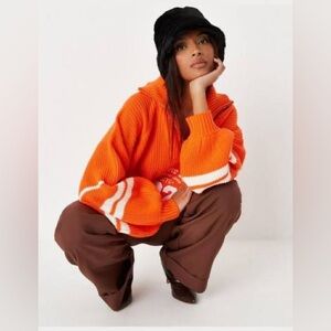 Missguided orange quarter zip